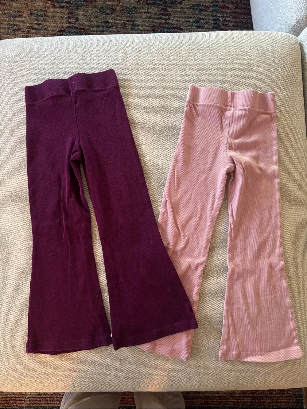 Mini Boden 5-6Y Ribbed Flare Leggings in Pink and Purple